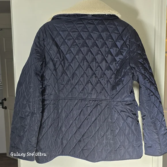 MICHAEL Michael Kors Navy Quilted Puffer with Cream Collar - Picture 7 of 10
